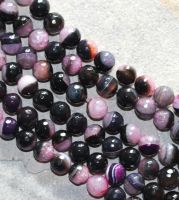 Achat pink - Kugel - facettiert - 10mm - Kettenstrang
