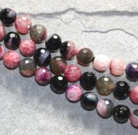 Achat pink - Kugel - facettiert - 12mm - Kettenstrang