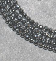 H�matit - silber - Kugel - facettiert - 3mm - Kettenstrang