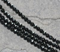H�matit - Kugel - facettiert - 4mm - Kettenstrang