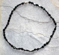 Spinell - schwarz - Oval - facettiert - 6mm - 45 cm - Kette