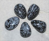 Schneeflocken Obsidian - Trommelsteine gebohrt - Anh�nger - 5 St