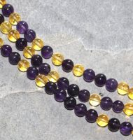 Amethyst - Citrin - Kugel - 8mm - Kettenstrang
