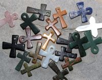 Edelstein Mix - Anh�nger - Kreuz mit Bohrung - 20 St�ck