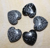 Schneeflocken Obsidian - Herz mit Bohrung - Anh�nger - 5 St.