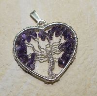 Amethyst - Herz mit Fassung - Baum - Anh�nger -  1 St�ck