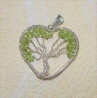 Peridot - Herz mit Fassung - Baum - Anh�nger -  1 St�ck