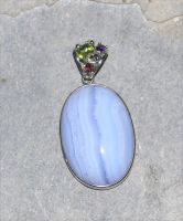 Chalcedon - Anh�nger - Cabochon mit Fassung - 1 St�ck