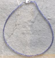 Tansanit - Buttons - facettiert - 3mm - 45cm - Edelstein Kette