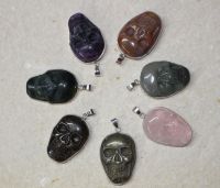 Edelstein Mix - Anh�nger - Totenkopf Sch�del mit Fassung - 1 St