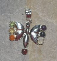 Edelstein Mix - Anh�nger - Schmetterling mit Fassung - 1 St�ck
