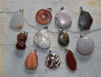 Edelstein Mix -  Anh�nger Metallfassung - 10 St. - SONDERPREIS