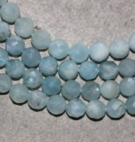 Aquamarin - Kugel - 10mm - facettiert - Kettenstrang
