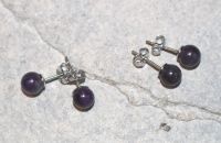 Amethyst - Kugel - 6mm - Ohrstecker - Silber - 2 Paar