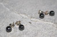 H�matit - Kugel - 6mm - Ohrstecker - Silber - 2 Paar
