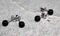 Onyx - Kugel - 6mm - Ohrstecker - Silber - 2 Paar
