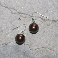 Muschelkern Perle - Kugel - 12mm - Ohrringe - Silber - 1 Paar