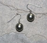 Muschelkern Perle - Kugel - 12mm - Ohrringe - Silber - 1 Paar