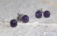 Amethyst - Kugel - 8mm - Ohrstecker - Silber - 2 Paar