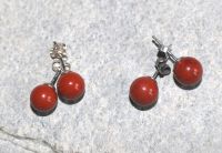 Jaspis - Kugel - 8mm - Ohrstecker - Silber - 2 Paar