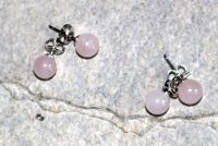 Rosaquarz - Kugel - 8mm - Ohrstecker - Silber - 2 Paar