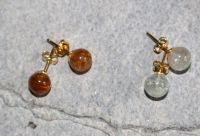 Turmalin - Kugel - 8mm - Ohrstecker - Silber vergoldet - 1 Paar