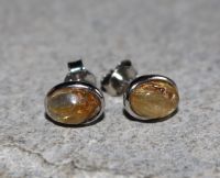 Rutilquarz - Oval - Cabochon - 8mm - Silber - Ohrstecker -1 Paar