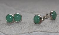 Aventurin - Rund - Cabochon - 8mm - Silber - Ohrstecker -1  Paar