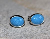 Magnesit - Oval - Cabochon - 8mm - Silber - Ohrstecker - 1 Paar