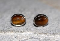 Tigerauge - Oval - Cabochon - 8mm - Silber - Ohrstecker - 1 Paar