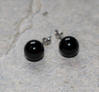 Turmalin schwarz - Kugel - 8mm - Ohrstecker - Silber - 2 Paar