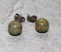 Unakit - Kugel - 8mm - Ohrstecker - Silber - 2 Paar