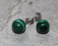 Malachit - Kugel - 8mm - Ohrstecker - Silber - 2 Paar
