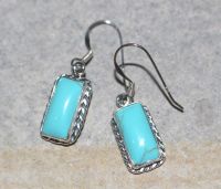 T�rkis - Cabochon - 30mm - Silber - Ohrringe - 1 Paar