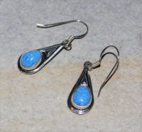 Lapis - Cabochon - 35mm - Silber - Ohrringe - 1 Paar