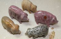Schwein Tier Figur - Edelstein Mix - 8-10cm - 3 St�ck