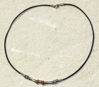 Lederkette - schwarz - 2mm - 45cm - Metall - 5 St�ck