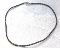 Kunstleder Kette geflochten - braun - 3mm - 45cm - 10 St�ck