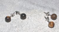 Tigerauge - Kugel - 6mm - Ohrstecker - Silber - 2 Paar