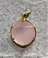 Rosaquarz - Anh�nger - Cabochon facettiert mit Fassung - 1 St�ck