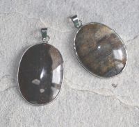 Versteinertes Holz - Anh�nger - Cabochon mit Fassung - 1 St.