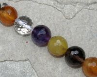Edelstein Mix - Multicolor - Kugel facettiert - 10mm Strang