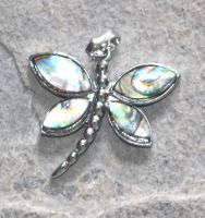 Paua Muschel - Anh�nger - Metall - Libelle - 30mm - 1 St�ck