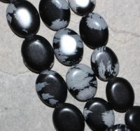 Schneeflocken Obsidian - Oval - 16x20mm - Kettenstrang