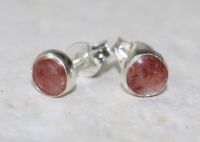 Sonnenstein - Rund - Cabochon - 5-6mm - Silber - Ohrstecker