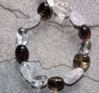 Bergkristall - Rauchquarz - Barock - 10-14mm - Armband Elastik