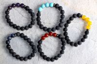 Edelstein Mix - Lava - Kugel - 10mm - Armband Elastik - 3 St.