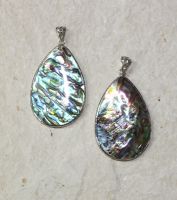 Paua Muschel - Anh�nger - Metall - 58mm - 1 St�ck