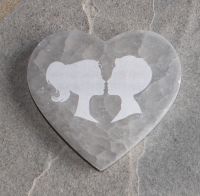 Selenit - Herz - Liebesp�rchen - 10x9,5cm - 1 St�ck