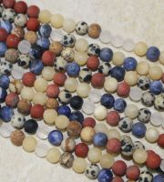 Edelstein Mix - Multicolor - Kugel - matt - 6mm - Kettenstrang